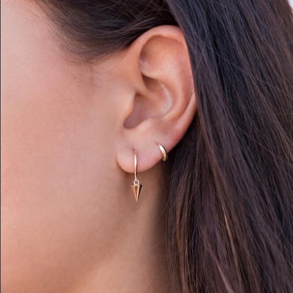Last 1! Plain Gold Huggie Hoop Earrings - Picture 5 of 7